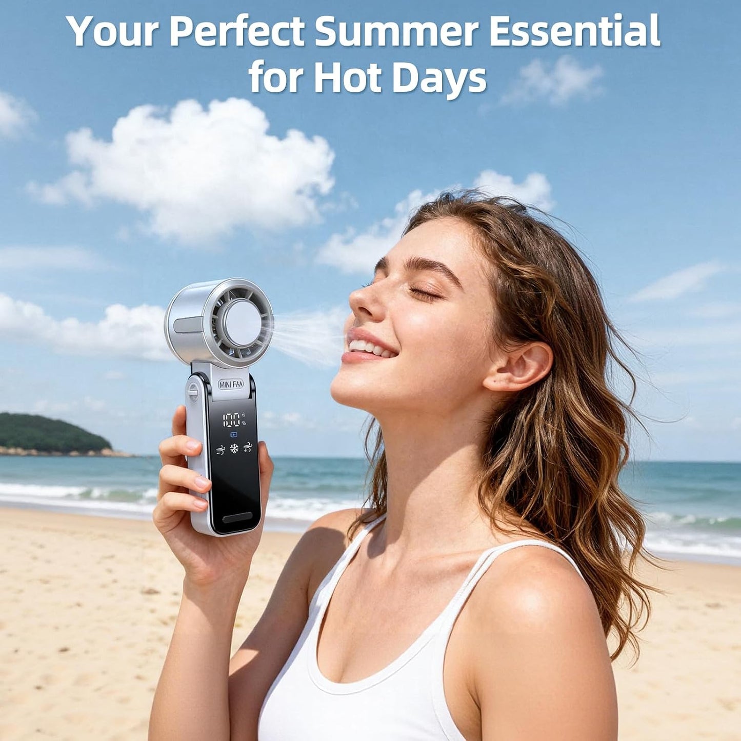 Portable Handheld Turbo Fan with Cooling, 21000 RPM Personal Fan Rechargeable 100 Speeds, 13Hrs Battery Life, LED Display Powerful Mini Fan for Travel, Outdoor, Working, Gifts (Black)