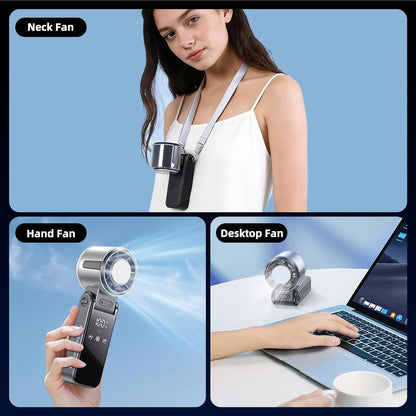 Portable Handheld Turbo Fan with Cooling, 21000 RPM Personal Fan Rechargeable 100 Speeds, 13Hrs Battery Life, LED Display Powerful Mini Fan for Travel, Outdoor, Working, Gifts (Black)