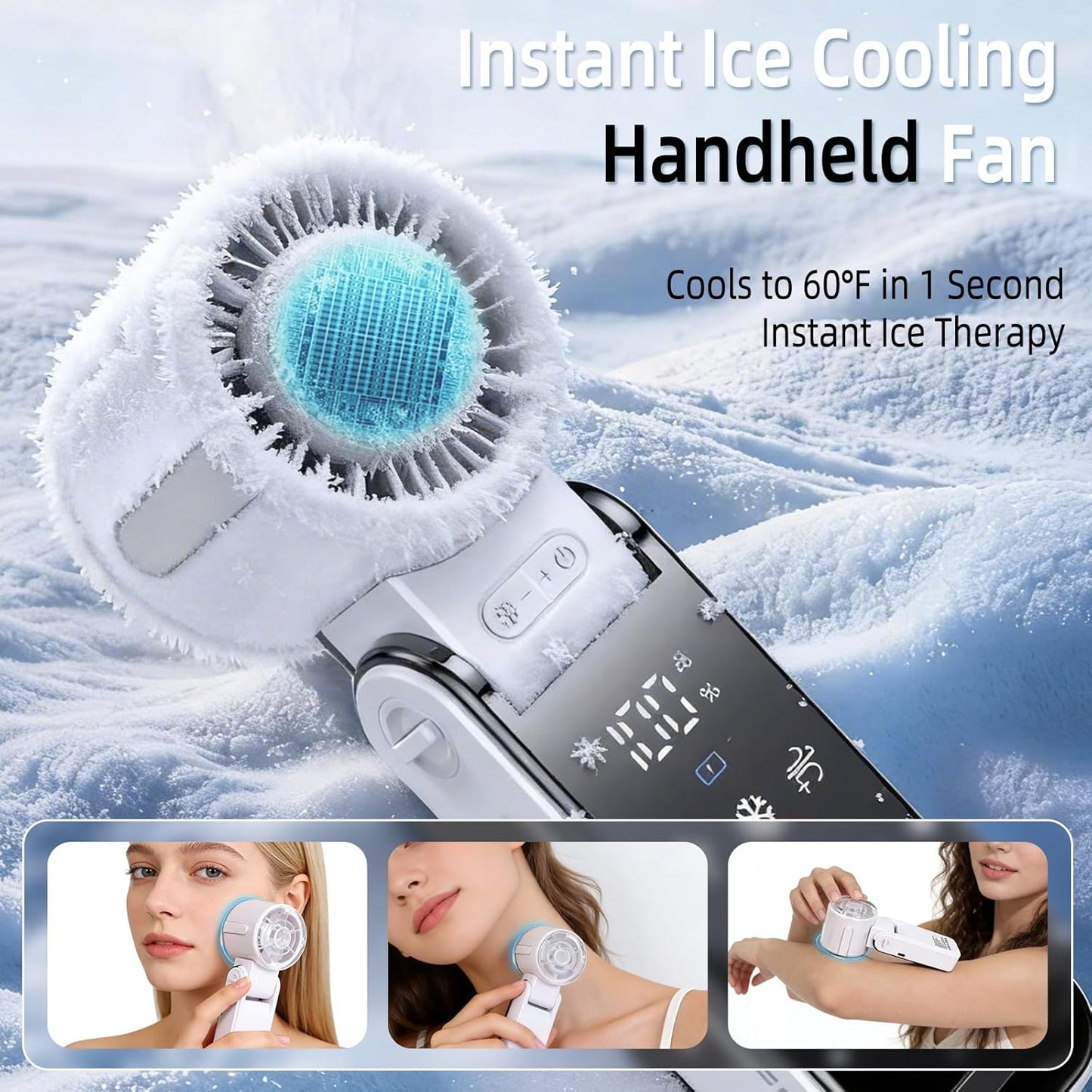 Portable Handheld Turbo Fan with Cooling, 21000 RPM Personal Fan Rechargeable 100 Speeds, 13Hrs Battery Life, LED Display Powerful Mini Fan for Travel, Outdoor, Working, Gifts (Black)
