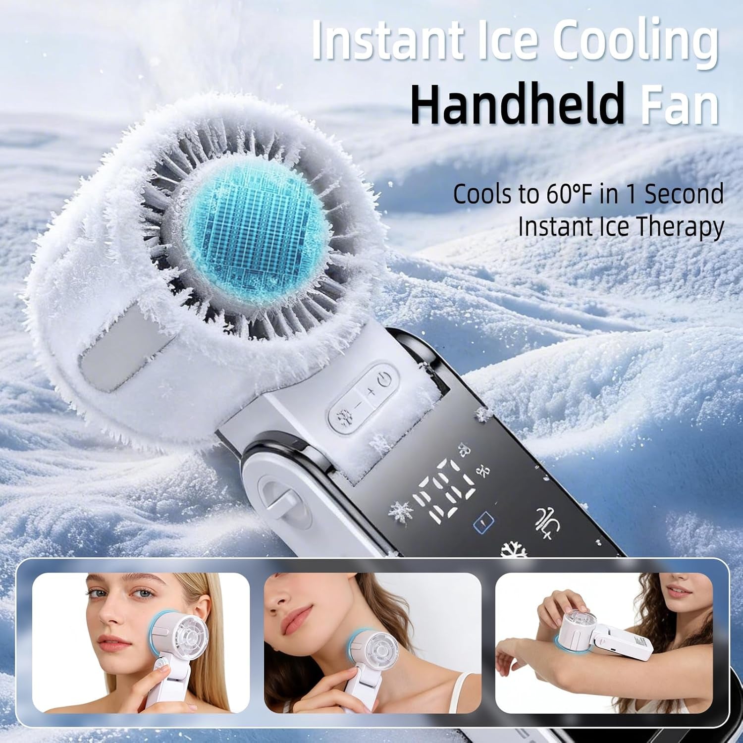 Portable Handheld Turbo Fan with Cooling, 21000 RPM Personal Fan Rechargeable 100 Speeds, 13Hrs Battery Life, LED Display Powerful Mini Fan for Travel, Outdoor, Working, Gifts (Black)