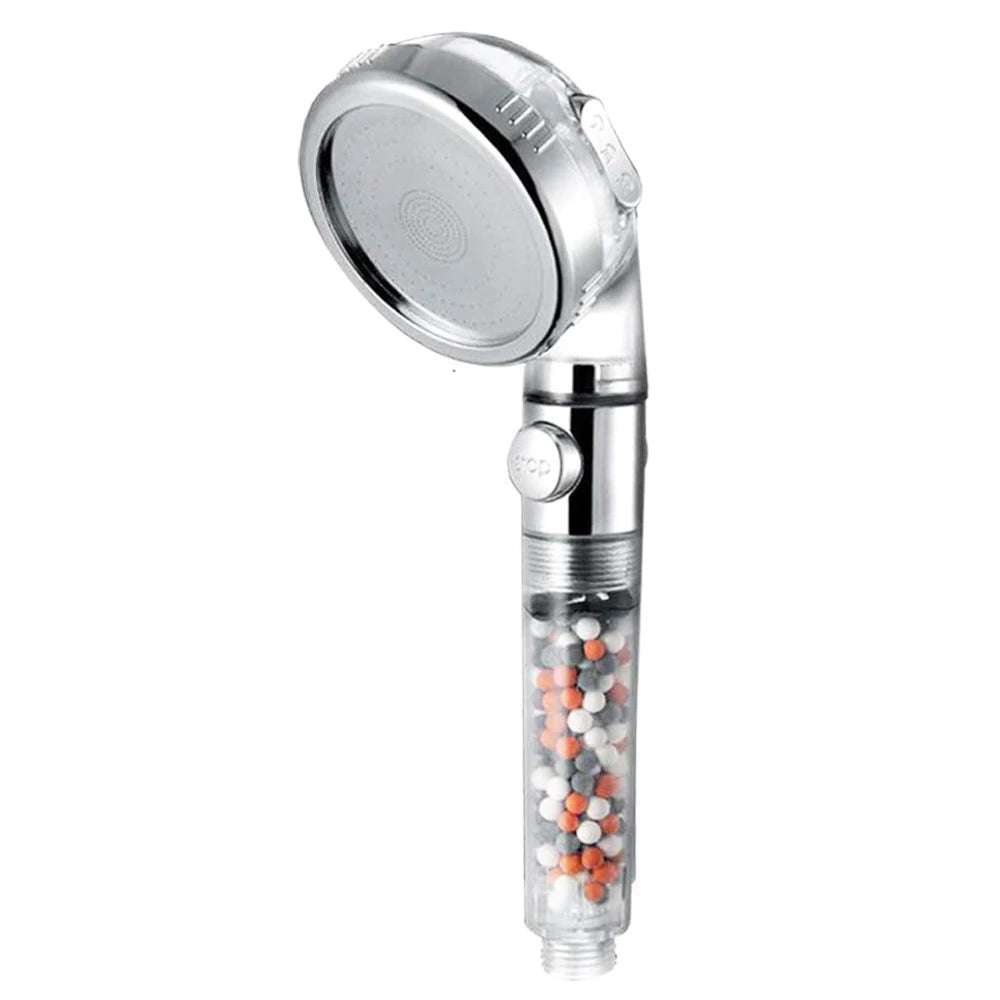 Mineral Balls 3 Modes High Pressure Shower Head with On/Off Switch Filter Water Saving Handheld Showerheads Bathroom Accessories