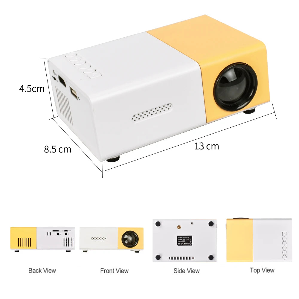 Salange YG300 Mini LED Projector Yg300 Upgraded Version 600 Lumen 320x240P HDMI-compatible USB Audio Home Media Player Beamer