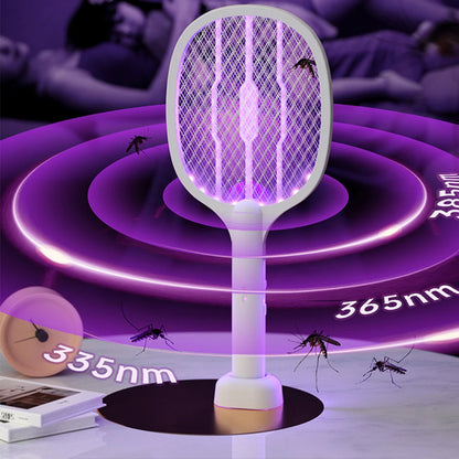 3000V Rechargeable Electric Fly Swatter USB-C Handheld Bug Zapper Racket 2 in1 Fly Killer and Mosquito Trap Lamp for Home Office