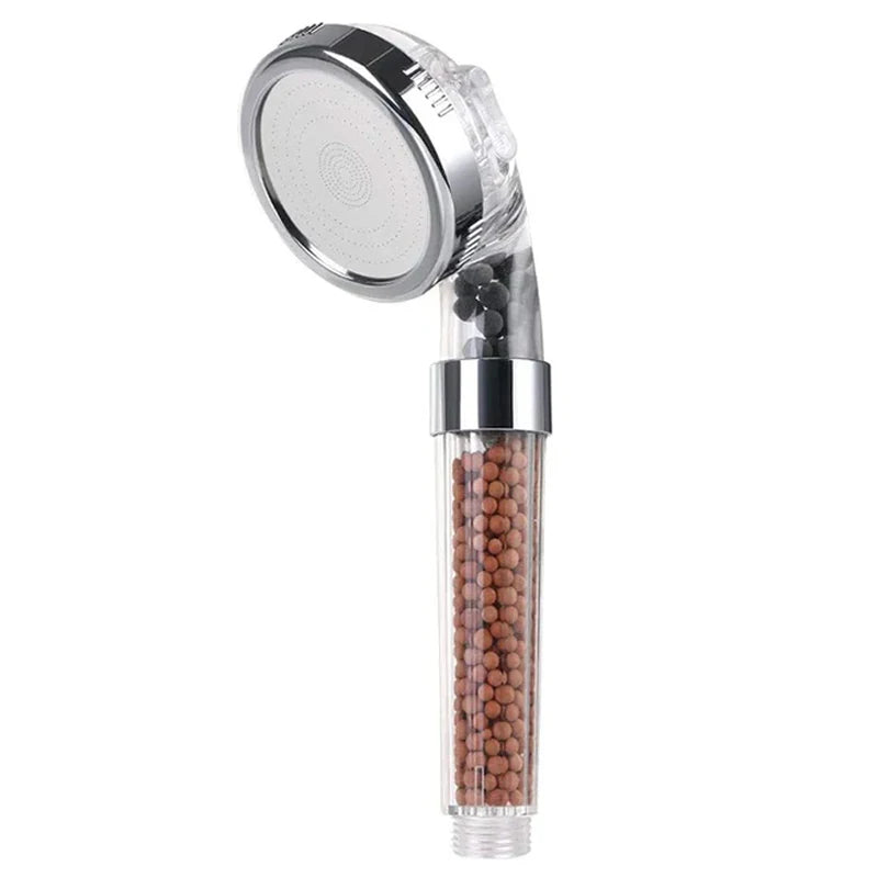 Mineral Balls 3 Modes High Pressure Shower Head with On/Off Switch Filter Water Saving Handheld Showerheads Bathroom Accessories