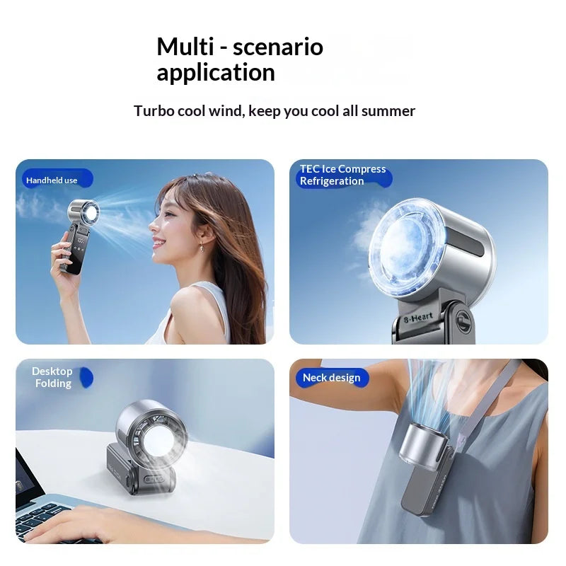 2026 High-Speed USB Cooling Handheld Fan, Portable Neck Fan with Ice Compress & Folding Design for Outdoor