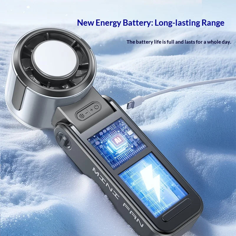 2026 High-Speed USB Cooling Handheld Fan, Portable Neck Fan with Ice Compress & Folding Design for Outdoor
