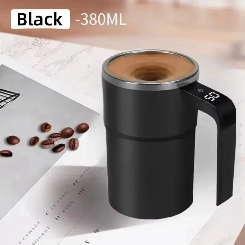 HOMEFISH 380ML Mini Electric Coffee Mug with Self-Mixing USB Rechargeable IP67 Waterproof Food-Safe Automatic Magnetic Tea Cup