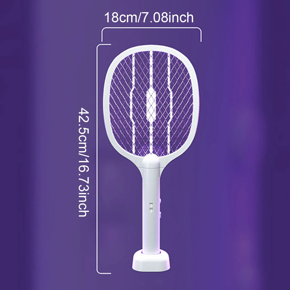 3000V Rechargeable Electric Fly Swatter USB-C Handheld Bug Zapper Racket 2 in1 Fly Killer and Mosquito Trap Lamp for Home Office