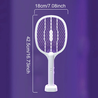 3000V Rechargeable Electric Fly Swatter USB-C Handheld Bug Zapper Racket 2 in1 Fly Killer and Mosquito Trap Lamp for Home Office