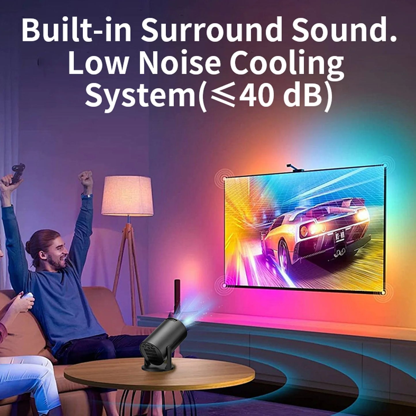 Small Projector LED Black Video Projector Bluetooth Wireless Fidelity 8000lm Brightness USB TV Sticks for Laptop PC Smartphone
