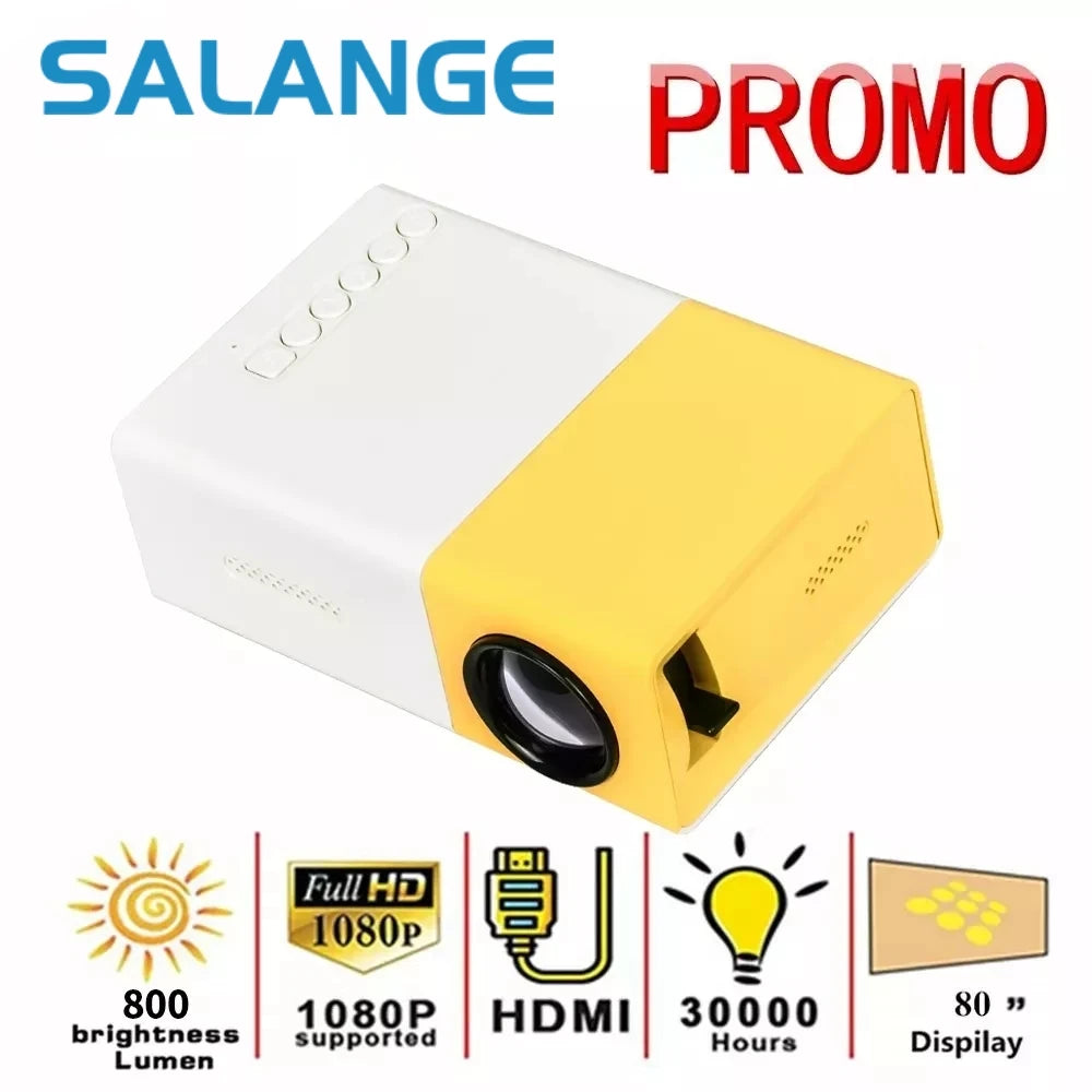 Salange YG300 Mini LED Projector Yg300 Upgraded Version 600 Lumen 320x240P HDMI-compatible USB Audio Home Media Player Beamer