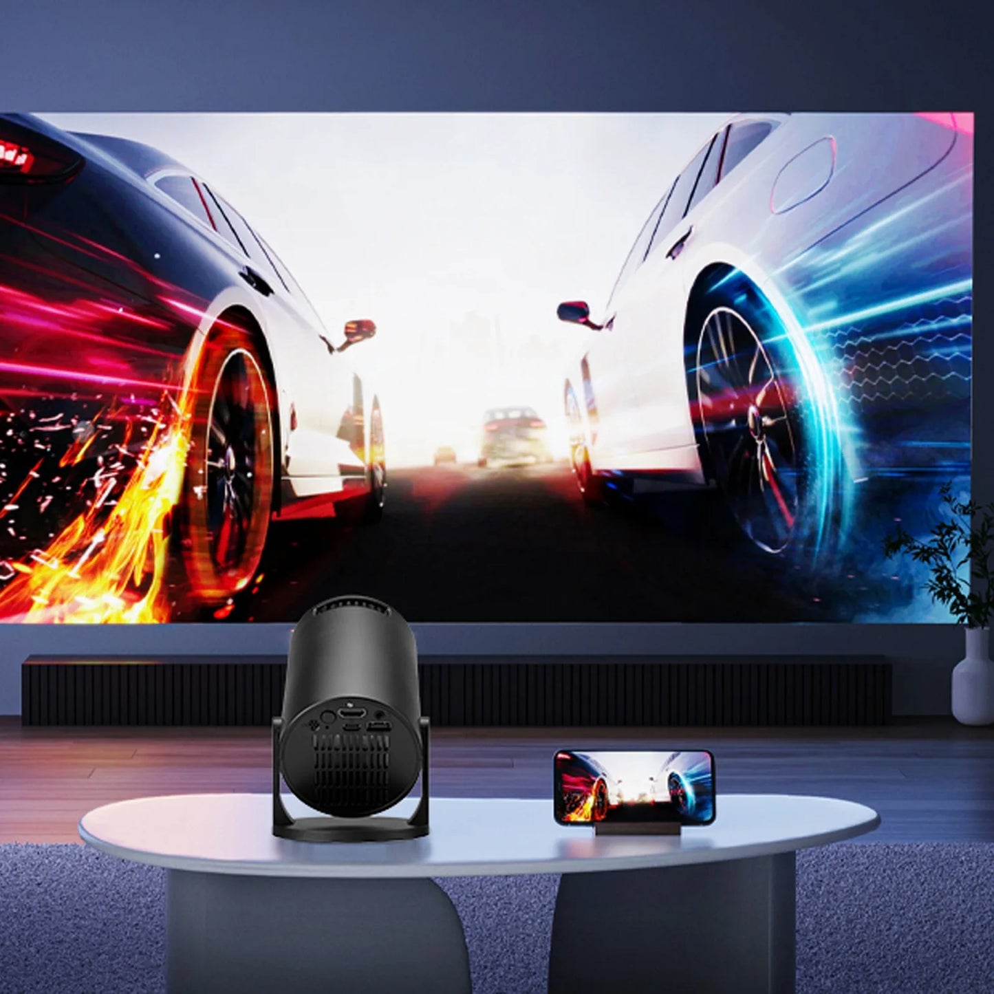 Small Projector LED Black Video Projector Bluetooth Wireless Fidelity 8000lm Brightness USB TV Sticks for Laptop PC Smartphone