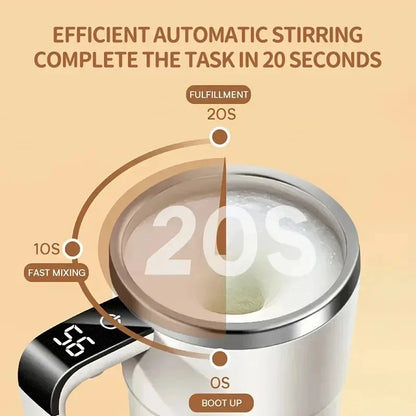 HOMEFISH 380ML Mini Electric Coffee Mug with Self-Mixing USB Rechargeable IP67 Waterproof Food-Safe Automatic Magnetic Tea Cup