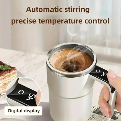 HOMEFISH 380ML Mini Electric Coffee Mug with Self-Mixing USB Rechargeable IP67 Waterproof Food-Safe Automatic Magnetic Tea Cup