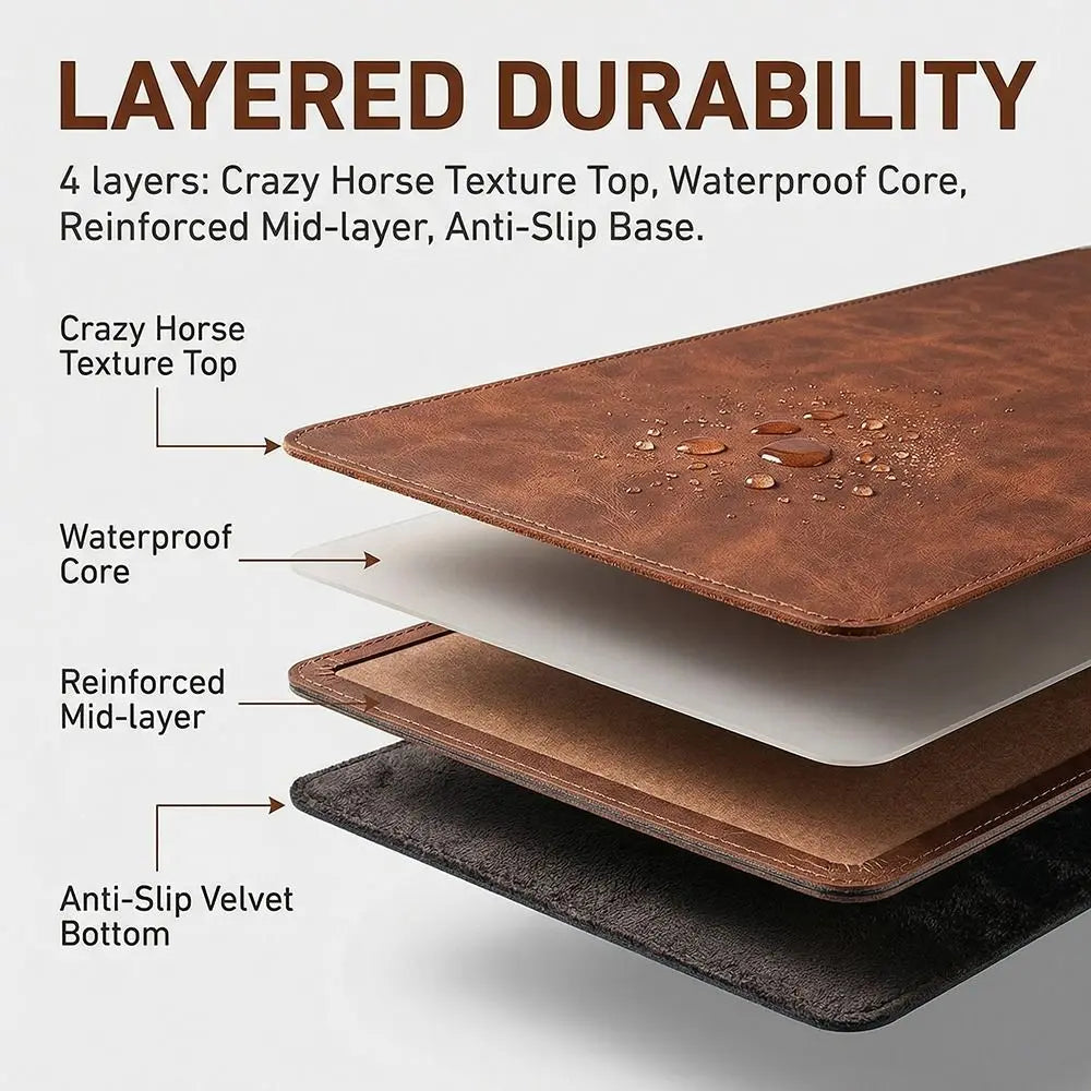 Leather Mouse Pad Crazy Horse Pattern Waterproof Keyboard Mice Mat Non-slip Extra Large Computer Laptop Mousepad Home Office
