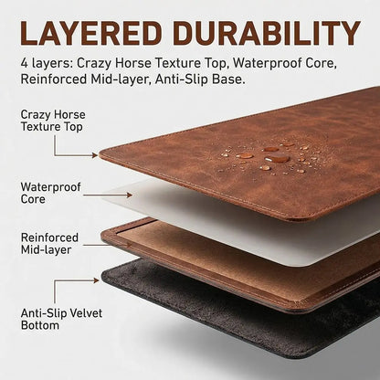 Leather Mouse Pad Crazy Horse Pattern Waterproof Keyboard Mice Mat Non-slip Extra Large Computer Laptop Mousepad Home Office