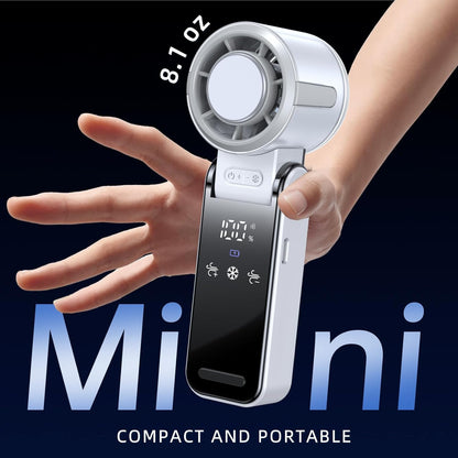 Portable Handheld Turbo Fan with Cooling, 21000 RPM Personal Fan Rechargeable 100 Speeds, 13Hrs Battery Life, LED Display Powerful Mini Fan for Travel, Outdoor, Working, Gifts (Black)