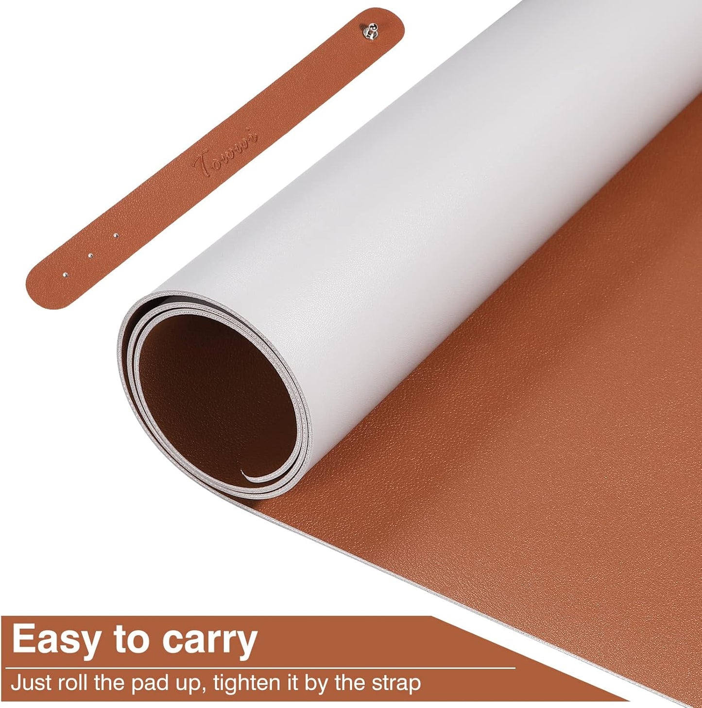 Dual Sided Desk Pad, Large Desk Mat, Waterproof Desk Blotter Protector Mouse Pad, Leather Desk Pad Large for Keyboard and Mouse (24" X 14", Brown/Gray)
